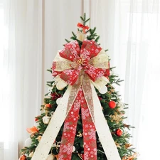 Filltown Christmas Tree Topper Bow 53x13 Inch Red & Gold Xmas Ornament
