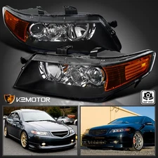 Black Fits 2004-2005 Acura TSX Projector Headlights Lamps Left+Right 04-05 Pair