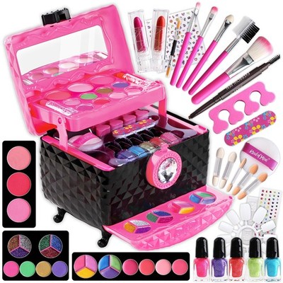 60Pcs Kid Makeup Kit for Girls 6-12, FunKidz Three Layers Folding Make Up Box...