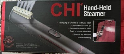 CHI Hand-Held Steamer Continuous Steam Compact Black Gold with Travel Bag