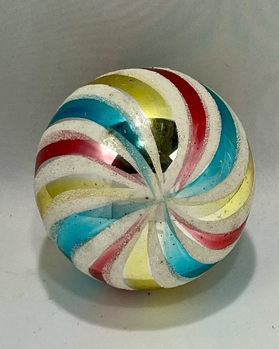 Vintage Jumbo Spiral Twist Carnival Mica Rainbow Glass Christmas Ornament Poland - Picture 3 of 8