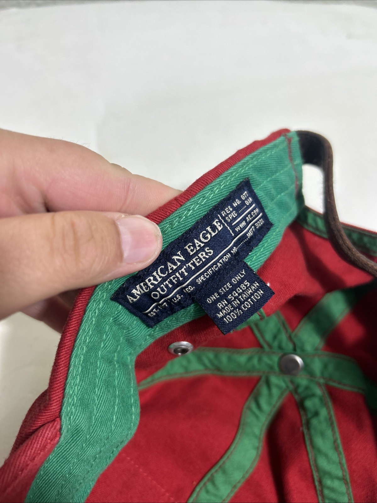 American Eagle Strapback Baseball Cap Red Distres… - image 16