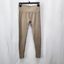 Set Active Crop Leggings Womens Medium M Tan Brown Athletic Gym Cropped 0108D