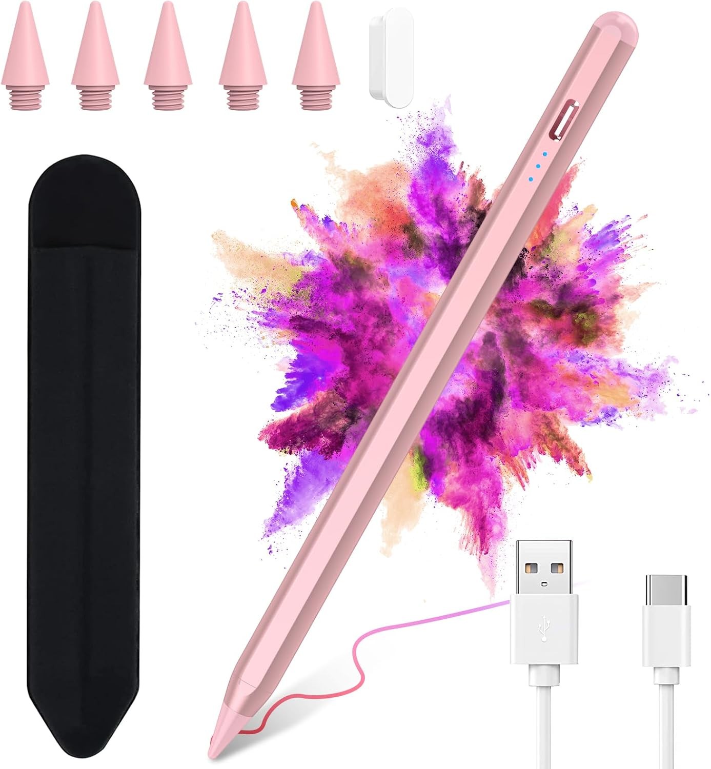 Rose Gold Stylus Pen for iPad 2018-2023 with 15-Min Fast Charging