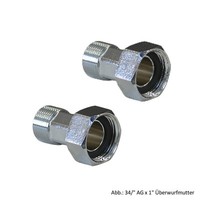"WasserzäHlerverschraubung-Set, Ms-Verchromt 3/4\" Ag X 1\" ÜBerwurfmutter"
