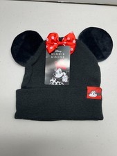 NWT Disney Minnie Mouse Youth Beanie Hat Red Black Disneyland