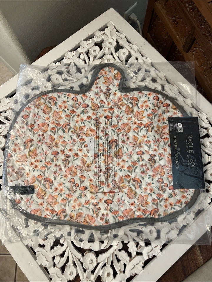 Juego de mantel individual acolchado de calabaza Rachel Zoe Ditsy floral pastel de acción de gracias NUEVO Foto 2 de 4