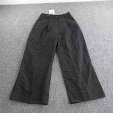 Avecque Pants Womens Small Black Wide Leg Pleated High Rise Dress Trousers NWT