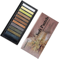 12-Pack Earth Tone Square Soft Pastels Water-Soluble Blendable Artist Drawing Pa