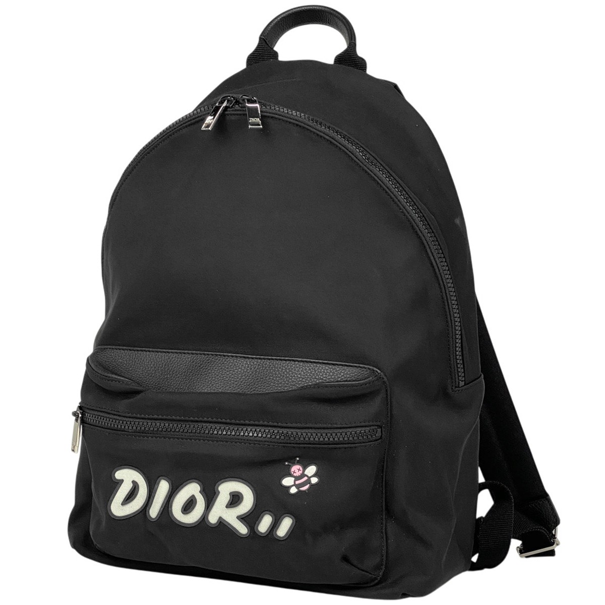 ま*ろ様 限定！Dior ×Kaws ディオール カウズ コラボ リュック 黒 Christian Dior Logo Backpack KAWS Bee motif backpack/daypack