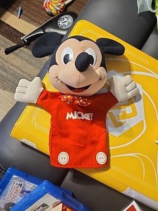 Disney Mickey Mouse Hand Puppet Plush Toy 12" Playskool Vintage Bow Tie