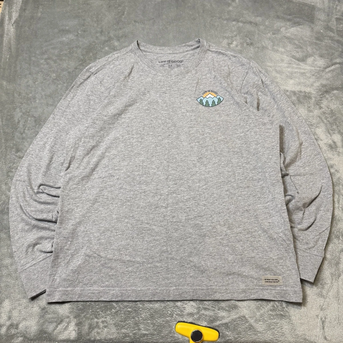 T-shirt Manches Longues Life Is Good Homme - Taille M - Motif Arbres Et Lune Bleu - Occasion Parfait État