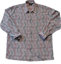 Men's Vintage Monzini Collection multicolor tan Button Up Shirt Size L