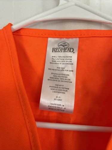 RedHead Hunting Vest Camo Safety Orange Medium Deer Shell Coated Pockets Zip - Picture 4 of 12