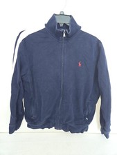 Polo Ralph Lauren Track Jacket Mens L Blue With White Strips Full Zip Sport