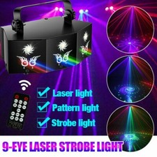 9-eye Projector Laser Light DMX512 RGB Stage Lighting DJ Disco Club Bar W/Remote