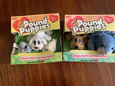 1995 Galoob Pound Puppies "Mommy and 2 pups" white and grey new Both Boxes