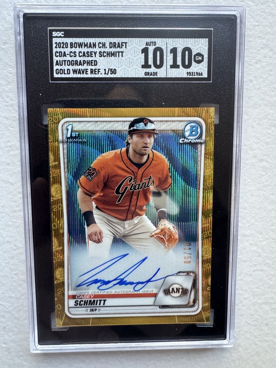 2020 Bowman Chrome Draft Casey Schmitt Gold Wave Refractor 1/50 