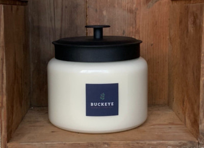Large 96 Oz Soy Candle Apothecary Jar with Black Lid, Wood Sage & Sea Salt Scent