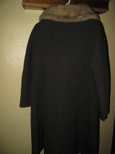 Vintage Franklin Simon New York Grey Swing Coat Over Jacket White Siver Mink EUC - Picture 9 of 12