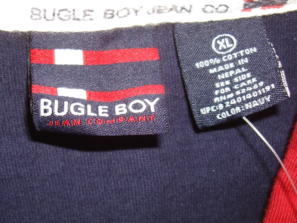 RARE NWT Vtg Bugle Boy Jean Co. Blue/Red 100% Cotton S/S Polo Shirt Men's Sz. XL - Image 4 of 4