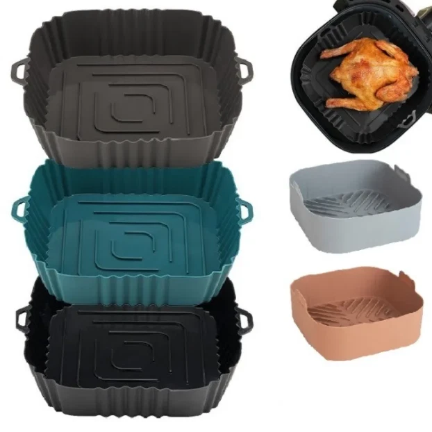 Air Fryer Oven Baking Tray Silicone Tray Fried Chicken Pizza Mat Silicone Pan