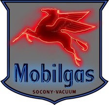 Mobil Oil Co. Mobilgas w. Pegasus NEW Sign: 30" Wide Diecut USA Steel NOT A NEON