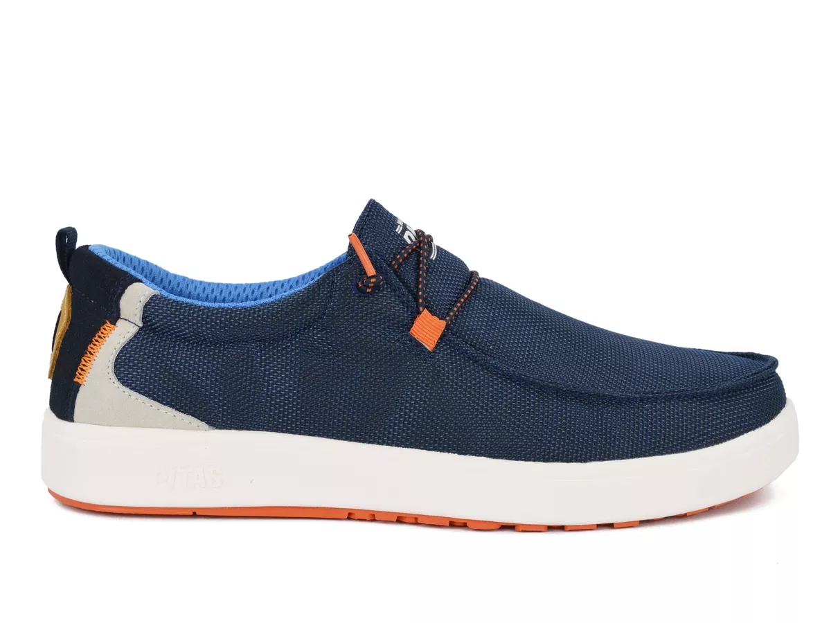Walk IN Pitas Homme Niza Marin Chaussure Mocassin Tissu Engrener