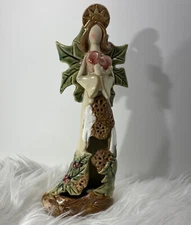 Ceramic Angel Holding Heart Christmas Tea Lite Holder 