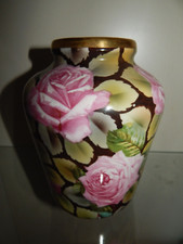 Antike Carl Tielsch C.T. Altwasser Silesia Vase mit Rosendekor