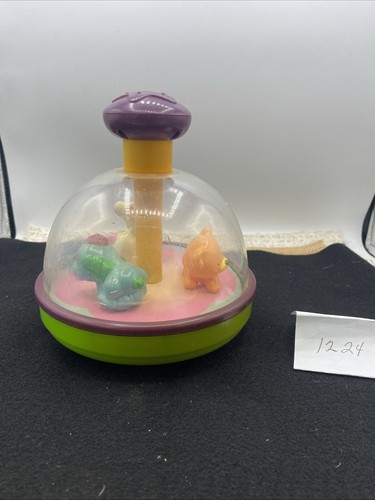 Vintage Push And Spin Toddler Toy Carousel Bear Dog Rabbit Spinner