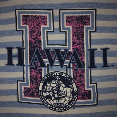 Vintage 90s University Of Hawaii Striped Long Sleeve T Shirt X