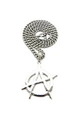 New ANARCHY Pendant With 5mm Stainless Steel Cuban Chain Rhodium Plated