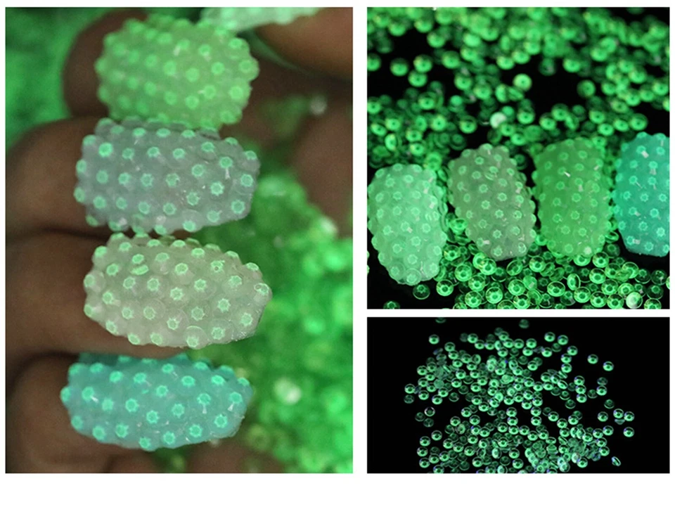 10,000pcs 3mm SS10 Glow in the Dark Flatback Resin Round Rhinestones Nail Art - Image 2 of 4