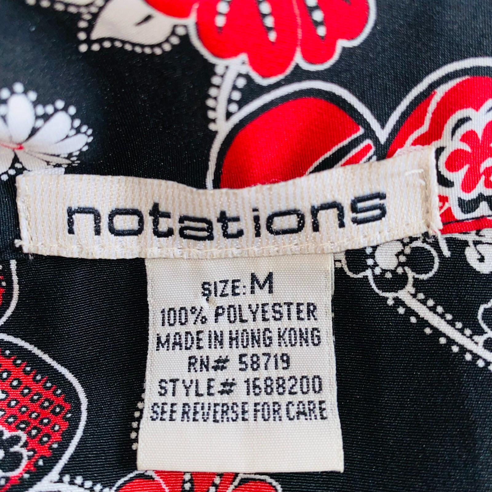 Notations Womens Medium M Polyester Red Black Hip… - image 7