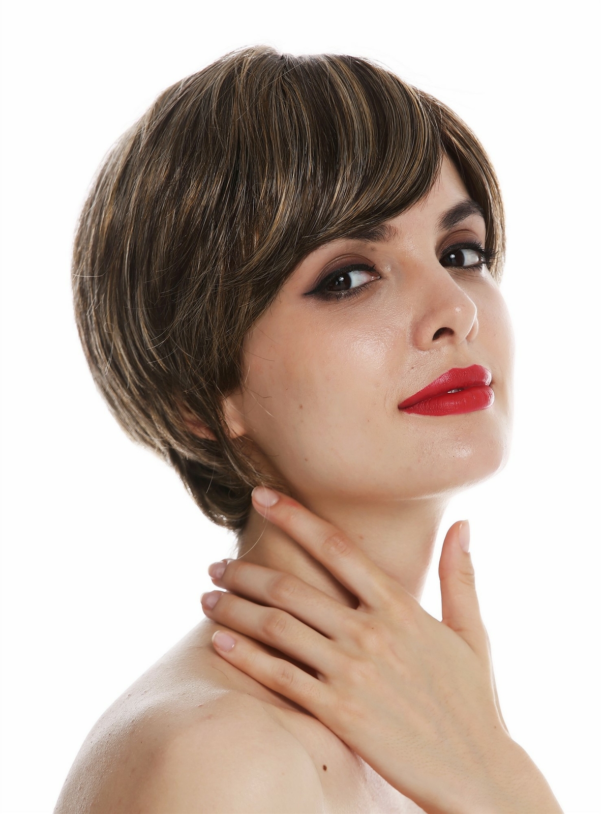 Wig Women Ladies Monofilament Short Straight Bob Brown Blonde Highlighted