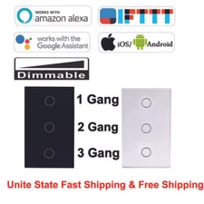 Wall Smart Touch Light Switch WiFi RF 1/2/3 Gang Crystal Glass Panel for Alexa