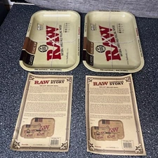 RAW CLASSIC METAL ROLLING TRAY SMALL 11" X 7" (FREE SHIPPING) Lot Of 2