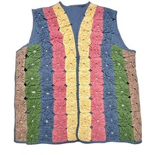 Vintage Americana Vest Yo Yo Circles Grannycore Handmade Large XL Yoyo