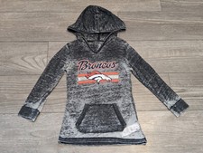 Denver Broncos NFL Apparel Youth XS 4/5 Hoodie Shirt Pullover Gray Glitter Logo