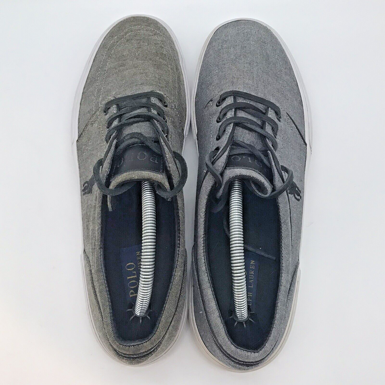 PONY Polo Ralph Lauren Faxon grigio scarpe basse uomo 10 5 D stringate chambray sneaker