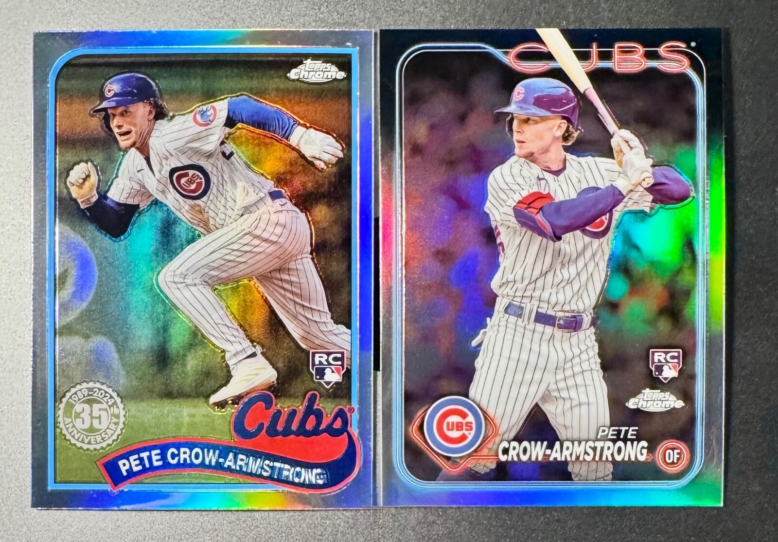 2024 Topps Chrome Rookie #16 Pete Crow-Armstrong + 1989 Refractor #89CB-19🔥Cubs