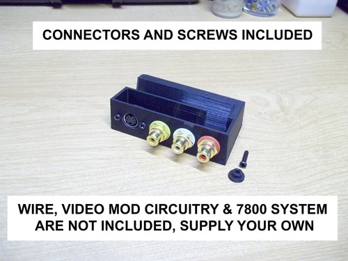 Atari 7800 No Cut No Drilling A/V Mod Staffa Box S-Video Composito Stereo Audio - Foto 2 di 7