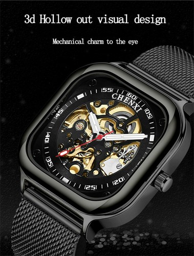 CHENXI Men Watch Square Dial Mechanical Automatic Watches Male Quartz Wristwatch - Picture 5 of 15