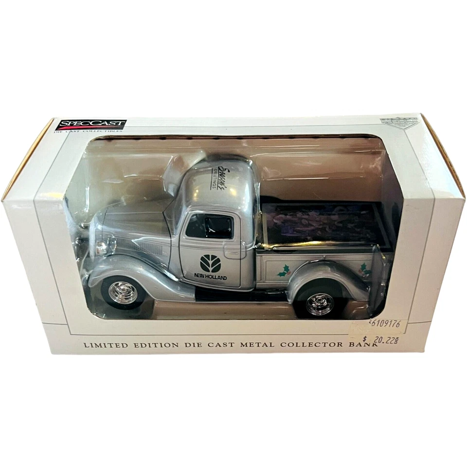 Banco de monedas fundidas a presión SpecCast New Holland Season's Greeting 1937 camioneta Ford Foto 4 de 4