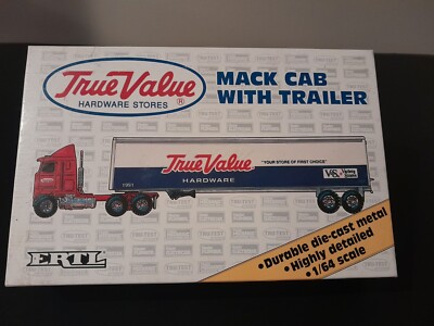 True Value Mack Cab with Trailer 1/64 Die-Cast Vintage 1991 NIB