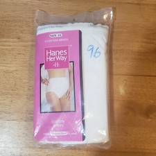 Vintage Hanes Her Way Women's White Panties Briefs Size 10 100 Cotton-3 pair