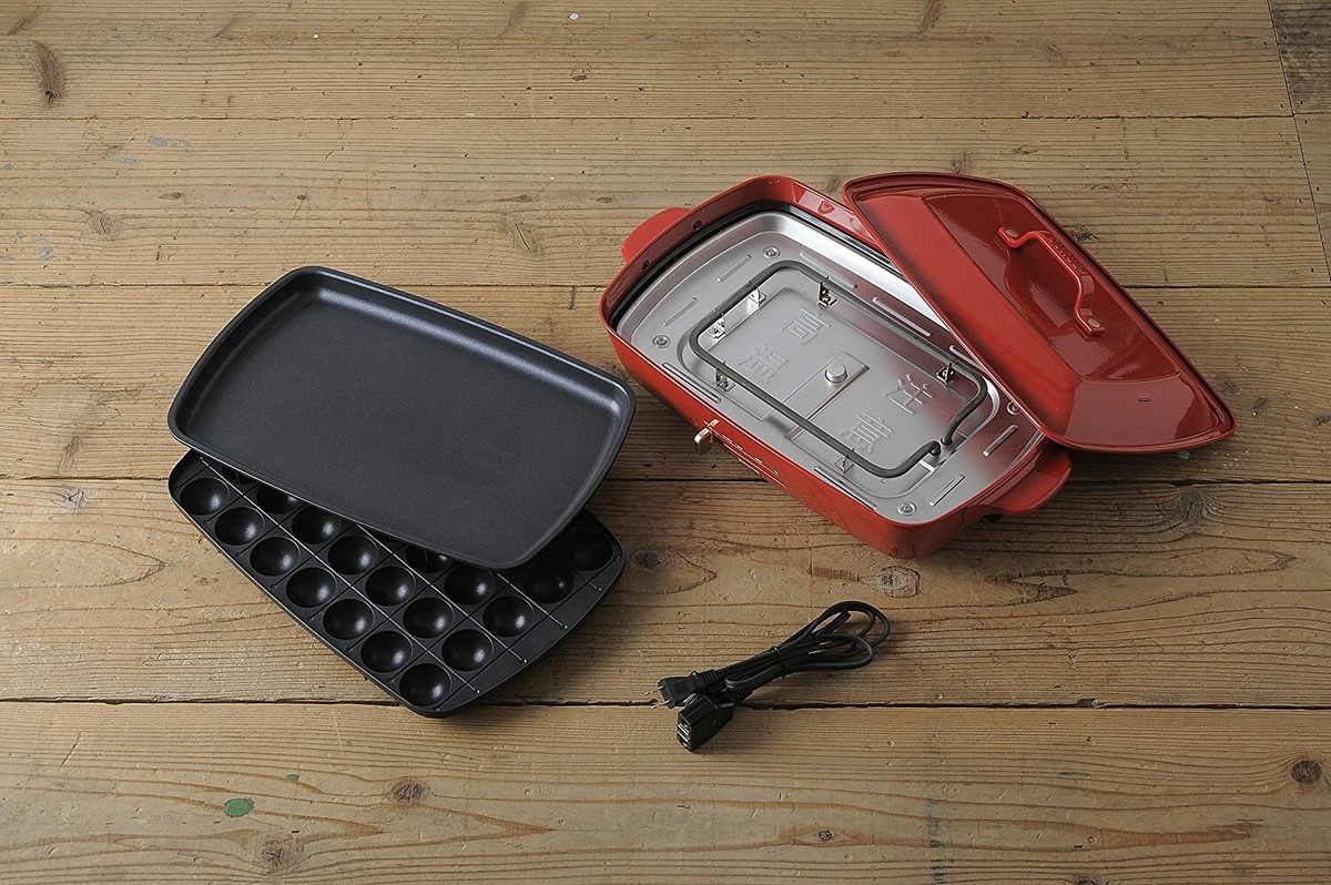 BRUNO Hot Plate Grande Size Flat Plate & Takoyaki BOE026-RD Red 