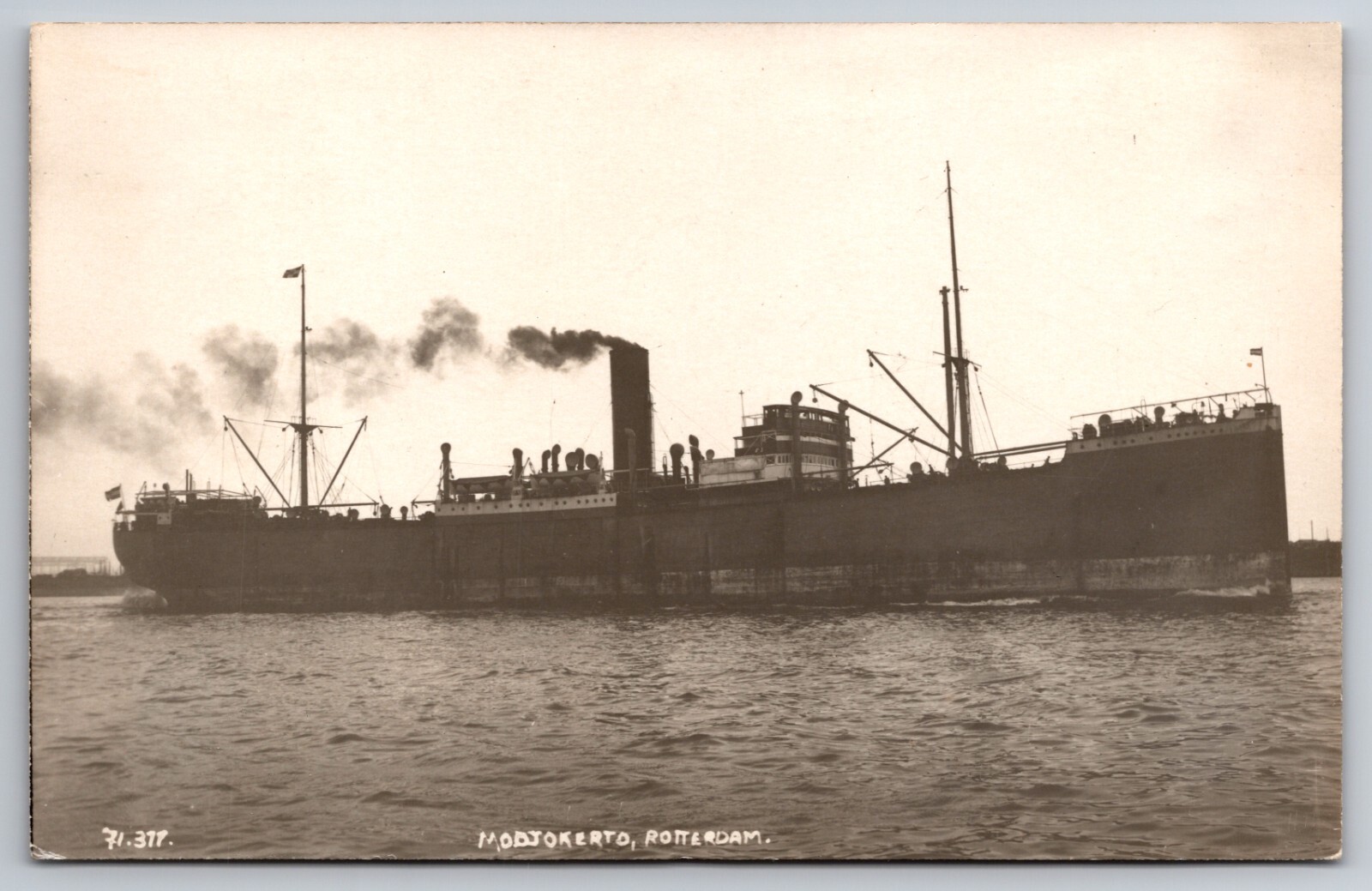 Steam Ship Modjokerto Rotterdam Netherlands c1920s Real Photo RPPC-image