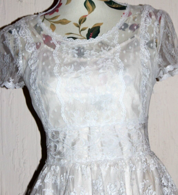 TOPSHOP IVORY CREAM LACE DRESS MINI CAP SLEEVE & UNDERSLIP 60s WEDDING UK  10 38 | eBay
